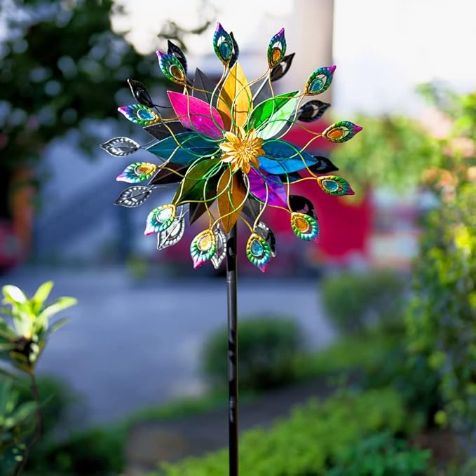 DREAMYSOUL Outdoor 360 Degree Wind Spinner, Metal Wind Spinners for Yard and Garden Large Wind Sculpture Garden Decor (66 * 16 Inches)-VerdiqueGarden