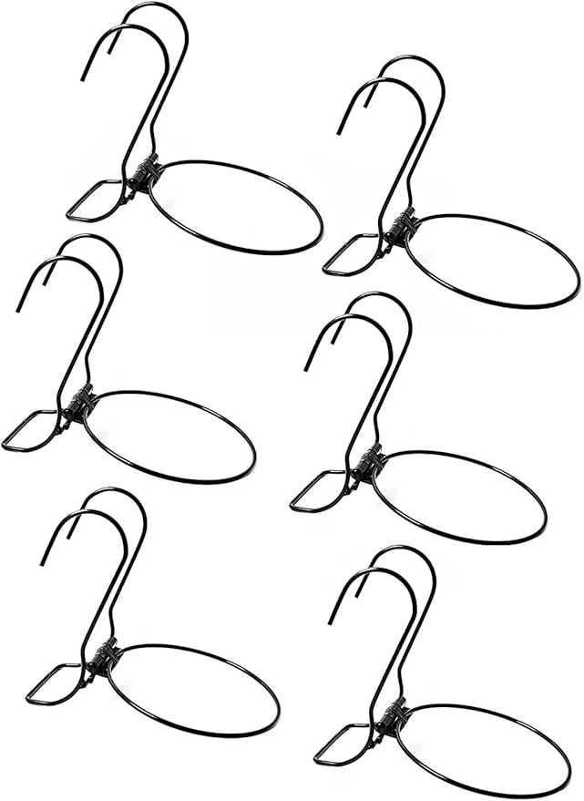 6 Pieces, 4 inches Iron hanging Flower Pot. Metal Plant Wall Hanger, Vertical Yard Garden. Planter Hook Ring, Rail Metal Fence. Indoor and Outdoor. Wire Trellis. Collapsible Bracket. (4 inches)-VerdiqueGarden