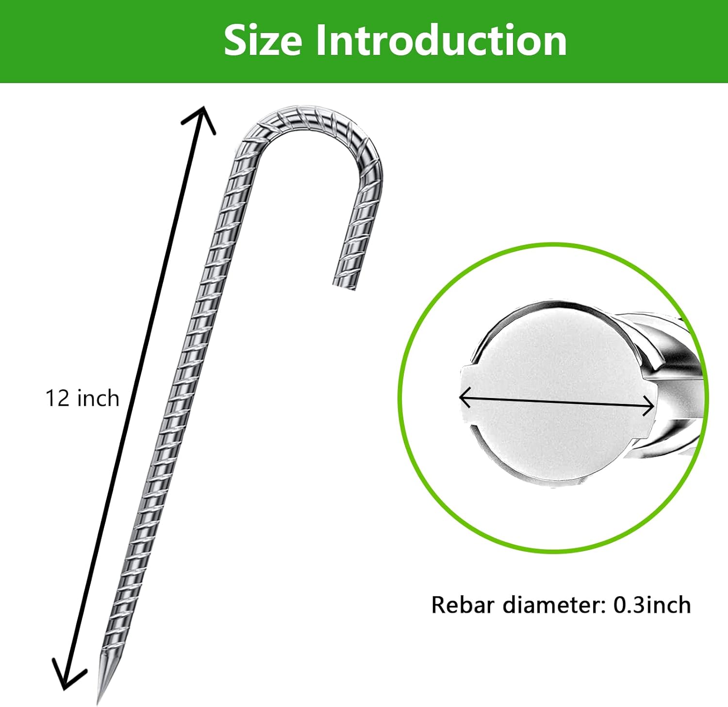 Ground Stakes 12 Inch, Yard Camping Stakes J Shaped 20 Pack Rebar Heavy Duty for Garden Dog Fence Inflatable Camping Chicken Coop Accessories-VerdiqueGarden
