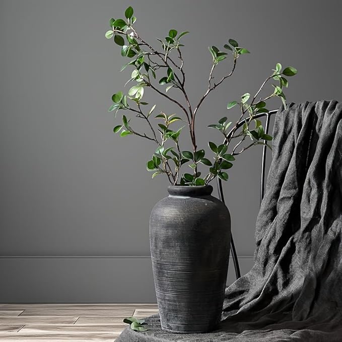 Decorative Ceramic Rustic vase,Tall vase for Minimalist Decoration,11" Large Vintage Vase for Home Decor,Centerpiece,Living Room,Enterway,Bronze-VerdiqueGarden