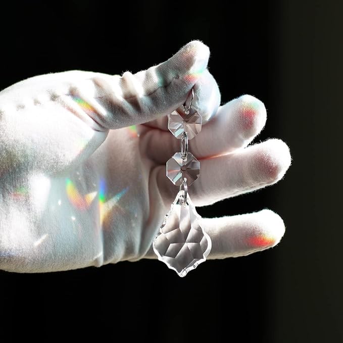 Maple Leaf 20pcs Crystal Chandelier Prisms Replacement Pendant Parts, 38mm Hanging Crystals Beads for Chandelier Wedding Decoration Clear-VerdiqueGarden