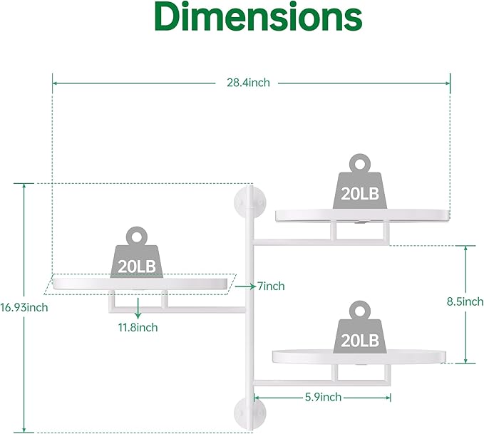 Rotating Window Plant Shelves for Multiple Plants Indoors,3-tier Metal Corner White Plant Stand Holder Floating Plant Shelf for Wall，Windows Sill Gifts for Plant Lovers to Enhance Home Decor-VerdiqueGarden
