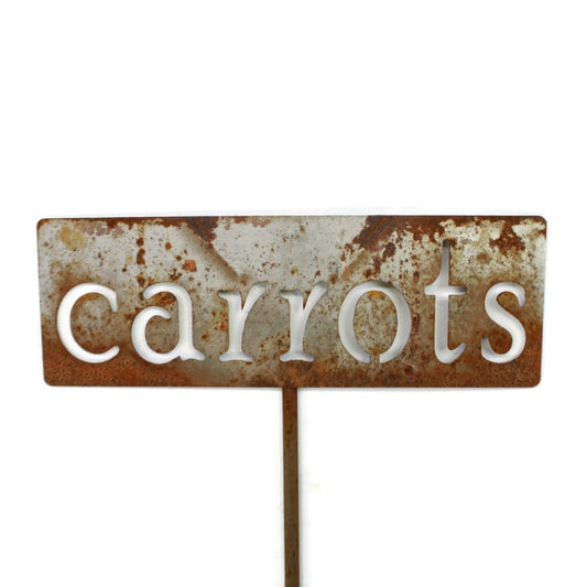 Classic Metal Garden Markers 19 Inches Tall (carrots, Naturally Rusted)-VerdiqueGarden