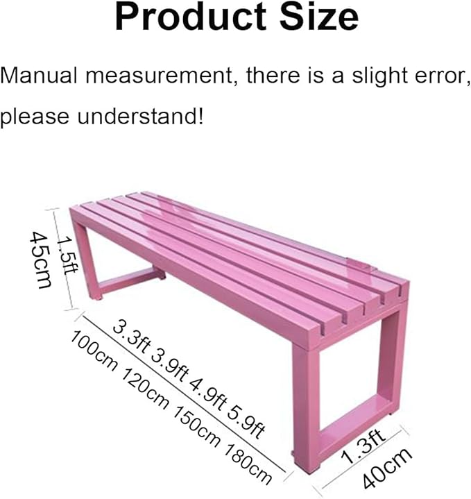 Weatherproof Metal Dining Bench, Outdoor Bench Backless Patio Bench 2-Person Farmhouse Bench Garden Bench for Kitchen, Living Room, Entryway(Red,40in)-VerdiqueGarden