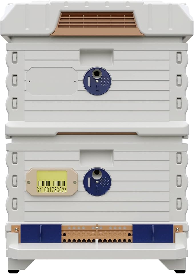 Ergo Insulated 10 Frame Bee Hive Set [NO Frames Included] (Double Deep, White Body Blue Entrance)-VerdiqueGarden