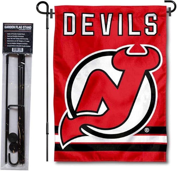 WinCraft New Jersey Devils Garden Flag with Pole Stand Holder-VerdiqueGarden