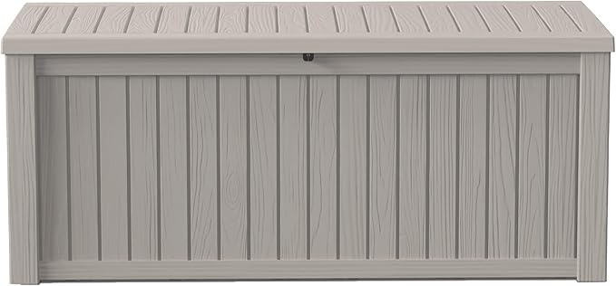 150Gal Outdoor Deck Box Waterproof, Lager Patio Storage Box Indoor and Outdoor Use, Lockable Resin Storage Bin for Patio Furniture Cushions Garden Tools, Package Delivery,UV Resistant-Grey-VerdiqueGarden