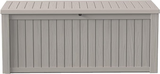 150Gal Outdoor Deck Box Waterproof, Lager Patio Storage Box Indoor and Outdoor Use, Lockable Resin Storage Bin for Patio Furniture Cushions Garden Tools, Package Delivery,UV Resistant-Grey-VerdiqueGarden