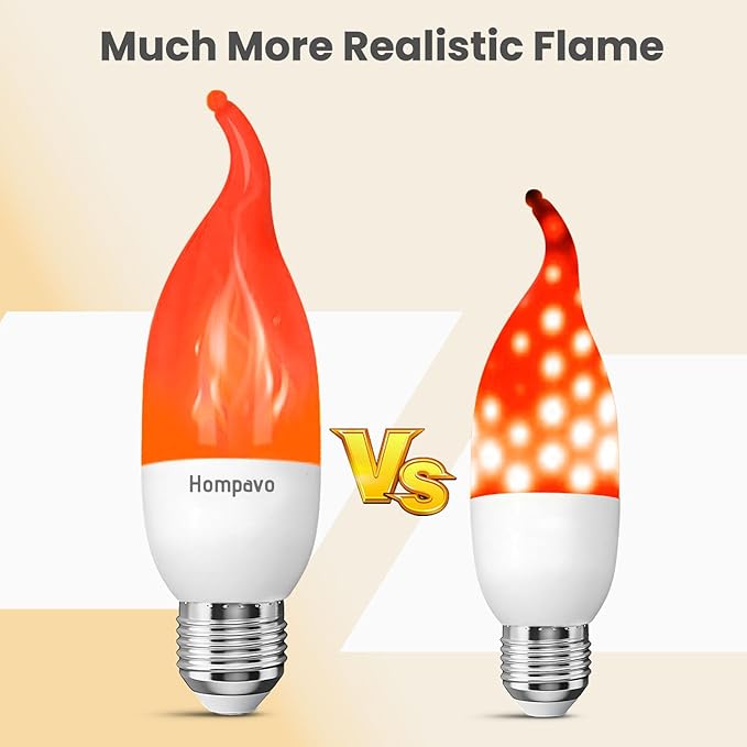 Hompavo Upgraded LED Flame Light Bulbs, 3 Modes Flickering Light Bulbs, E26 Chandelier Base Candle Fire Light Bulb for Halloween Christmas Party Porch Indoor & Outdoor Home Decoration - 6 Pack Red-VerdiqueGarden
