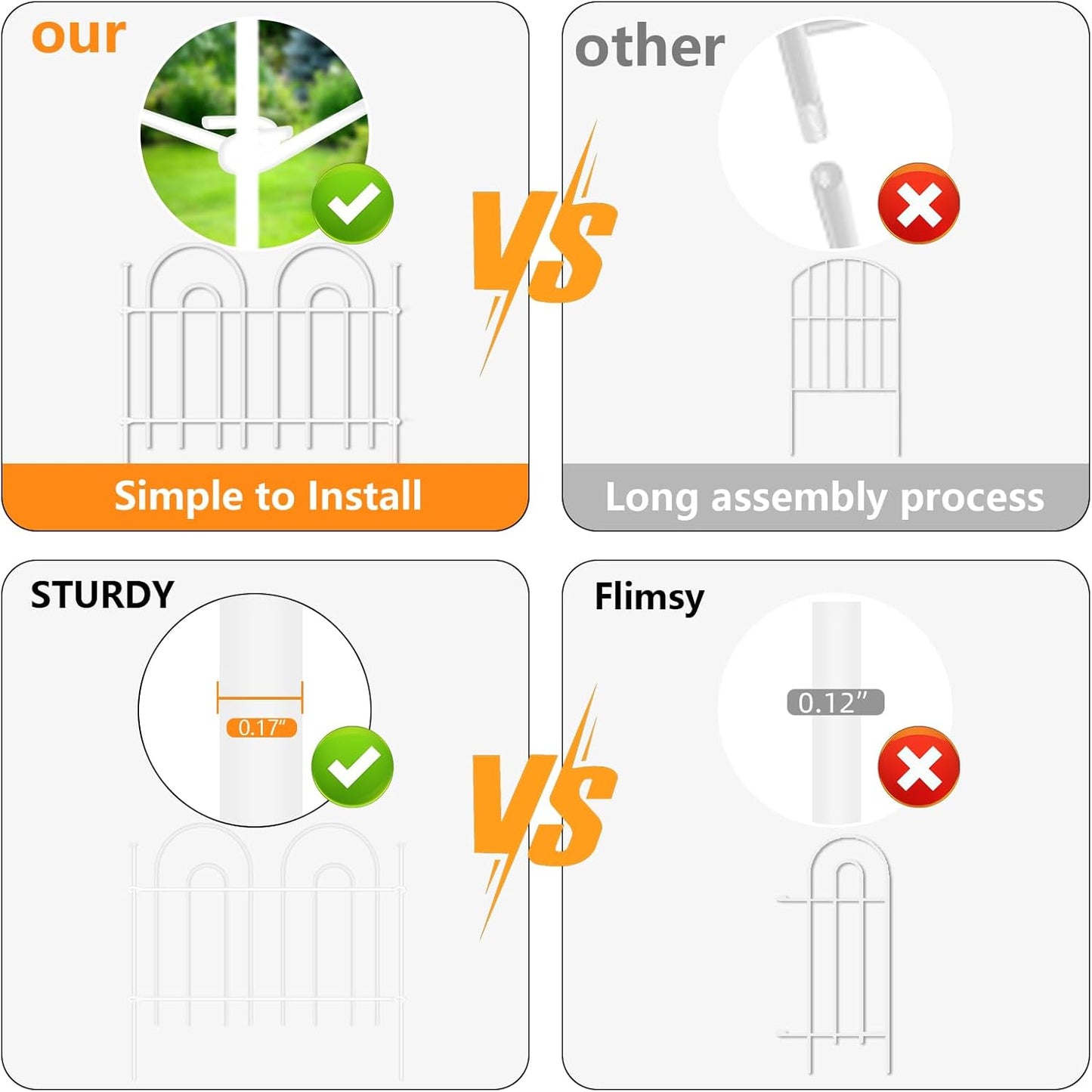 45ft X 13in Animal Barrier Fence, 32 Panels No Dig Fence for Dogs Rabbit, Anti Digging Defense Barrier Garden Edging Border, Rustproof Metal Arched Decorative Garden Fencing for Outdoor, Yard, White-VerdiqueGarden