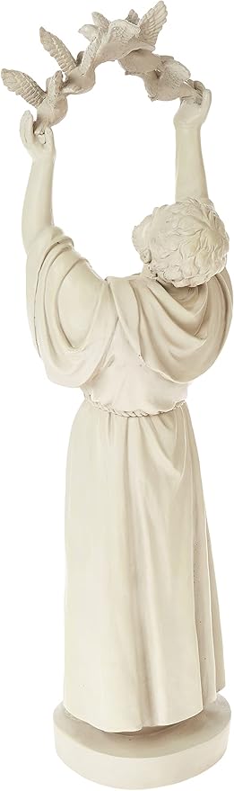 Design Toscano Francis of Assisi Doves of Peace Religious Garden Statue, 7 inches wide, 25 inches tall, Cast Stone Resin, Antique Stone Finish-VerdiqueGarden