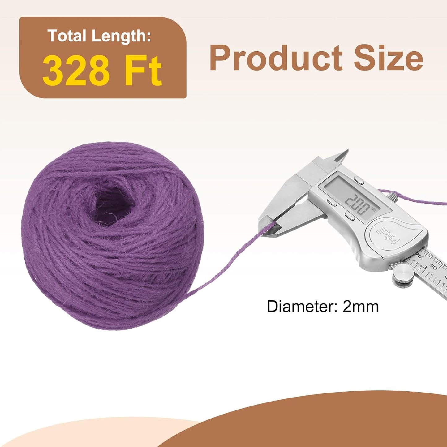 uxcell 328 Feet Natural Jute Twine String,2mm Thin Garden Twine Rope Colored Plant String Cord for DIY Art Crafts Gift Wrapping Decoration Packing Gardening Plant Hanger,Light Purple-VerdiqueGarden