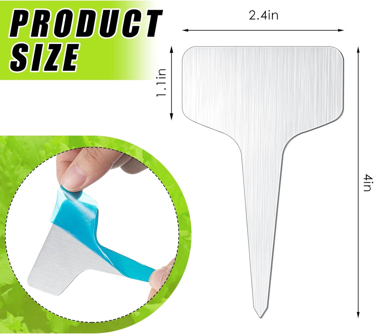 Hicarer 24 Pcs Durable Metal Plant Labels Christmas Gift Weatherproof Garden Markers Engraving Stainless Steel 304 T-Type Reusable Plant Tags for Gardeners Outdoor Greenhouse Vegetables(4x2.4 Inch)-VerdiqueGarden