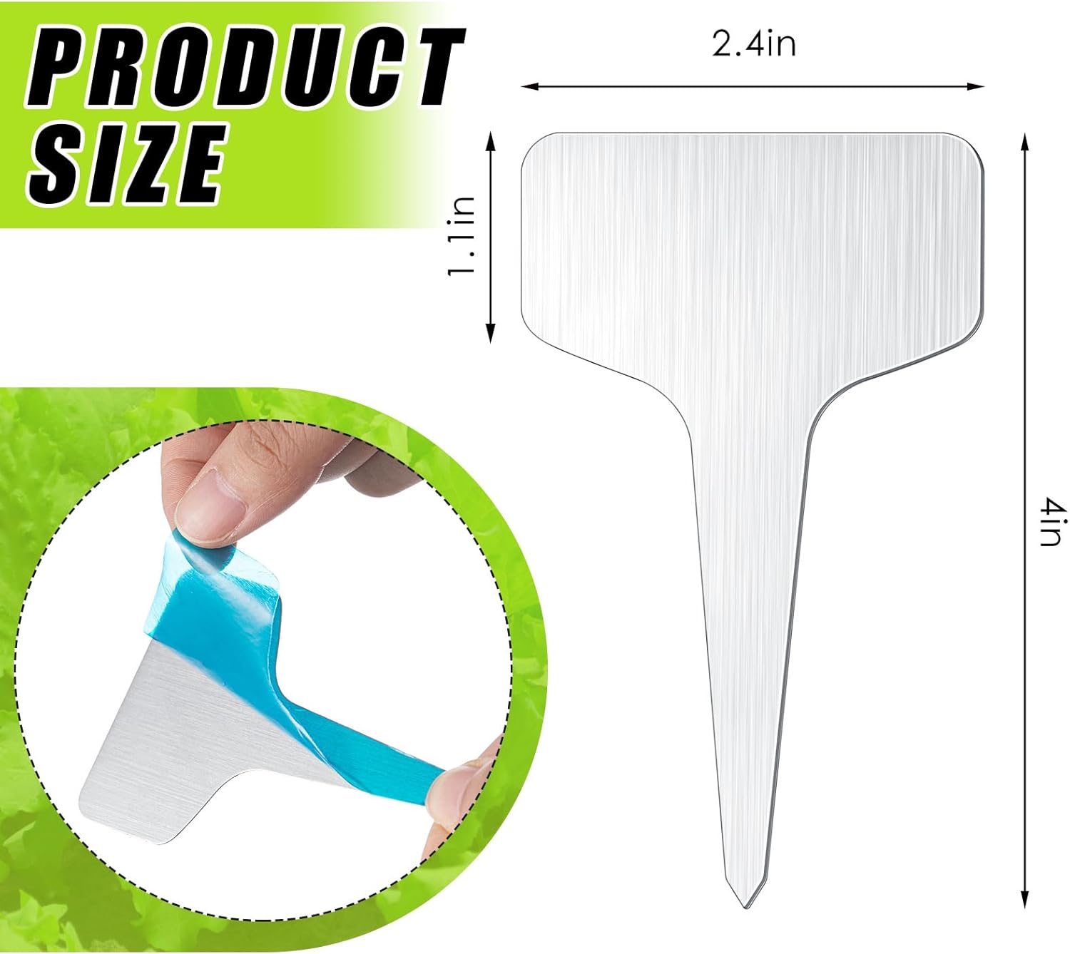 Hicarer 24 Pcs Durable Metal Plant Labels Christmas Gift Weatherproof Garden Markers Engraving Stainless Steel 304 T-Type Reusable Plant Tags for Gardeners Outdoor Greenhouse Vegetables(4x2.4 Inch)-VerdiqueGarden