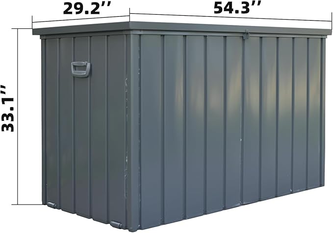 Domi Deck Box 200 Gallon, Waterproof Lockable Steel Outdoor Storage Container for Outside Cushions, Garden Tools and Pools Equipment(Gray)-VerdiqueGarden
