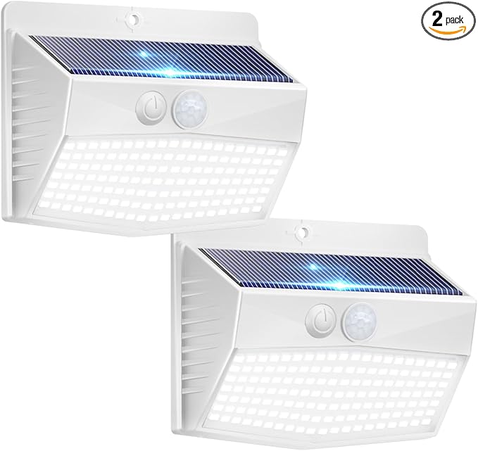 [2 Packs] Solar Lights Outdoor Motion Sensor, Solar Security Lights with 3 Lighting Modes Solar Wall Lights Waterproof Solar Powered Lights for Garden Fence Yard Deck, White-VerdiqueGarden