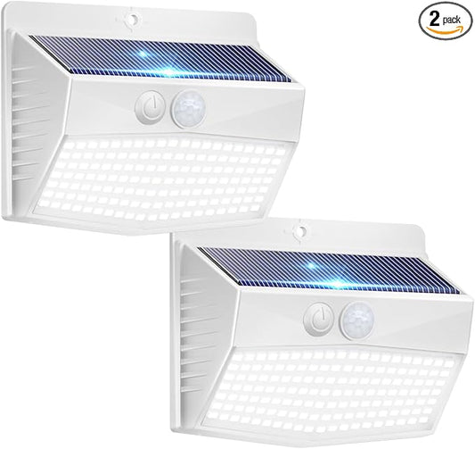 [2 Packs] Solar Lights Outdoor Motion Sensor, Solar Security Lights with 3 Lighting Modes Solar Wall Lights Waterproof Solar Powered Lights for Garden Fence Yard Deck, White-VerdiqueGarden