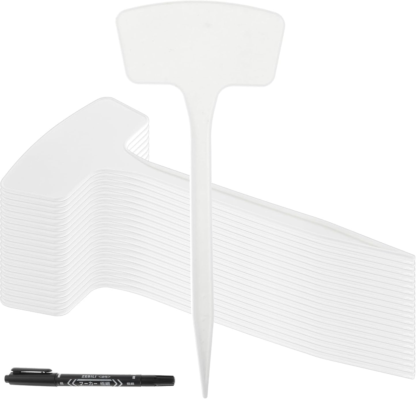 100 Pcs Plant Labels,T-Type 10.63inch Large Plastic Plant Tags Waterproof Plant Makers Nursery Garden Labels for Outdoor Indoor Plants Herbs Flowers Vegetable Potted Belt Marker Pen (White)-VerdiqueGarden