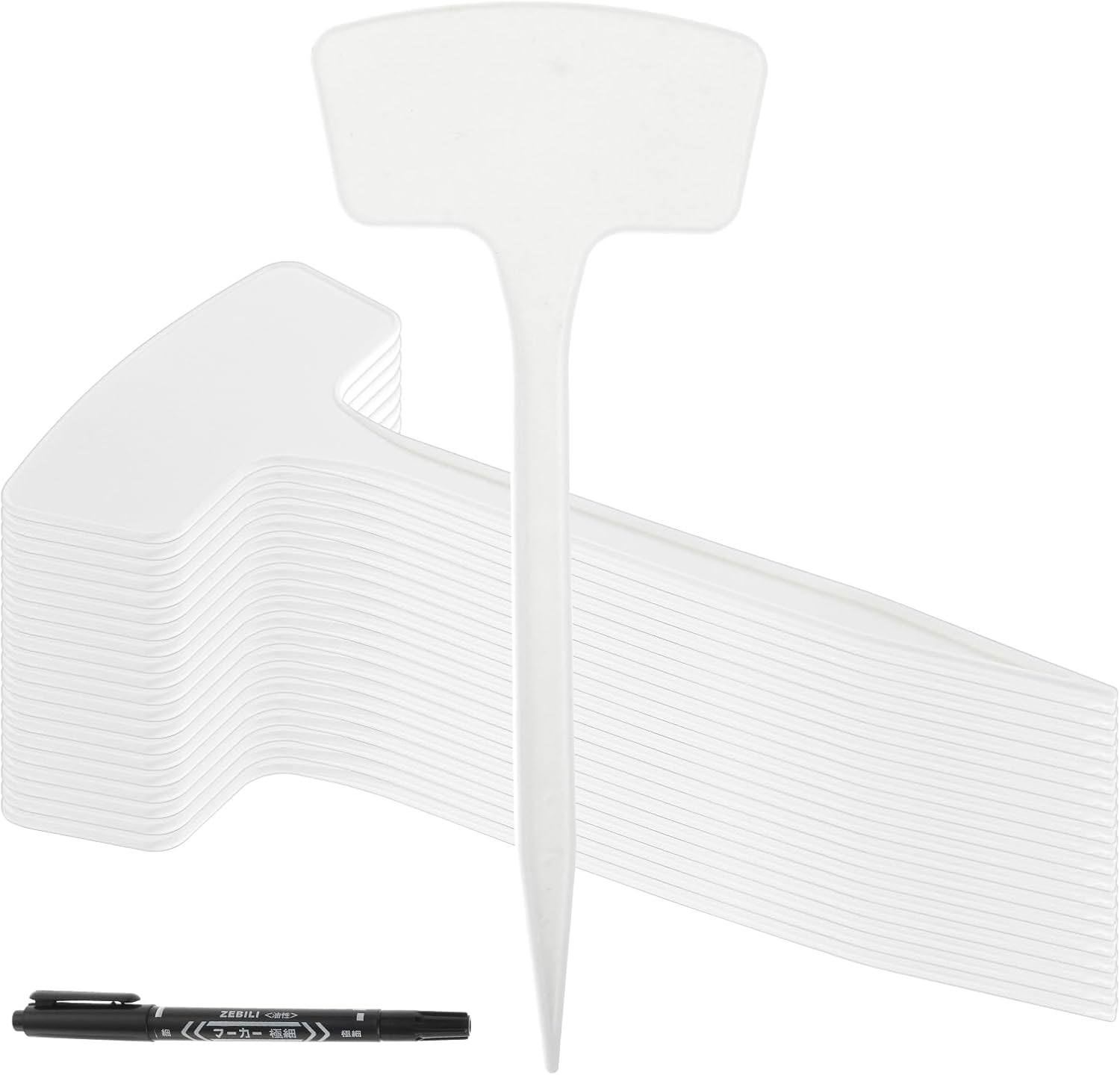 100 Pcs Plant Labels,T-Type 10.63inch Large Plastic Plant Tags Waterproof Plant Makers Nursery Garden Labels for Outdoor Indoor Plants Herbs Flowers Vegetable Potted Belt Marker Pen (White)-VerdiqueGarden