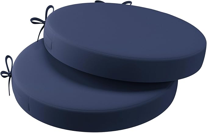 AAAAAcessories Outdoor Seat Cushions for Chairs, Waterproof, Fade-Resistant Patio Furniture Replacement Cushions, 15" x 15" x 2", Set of 2, Navy Blue-VerdiqueGarden