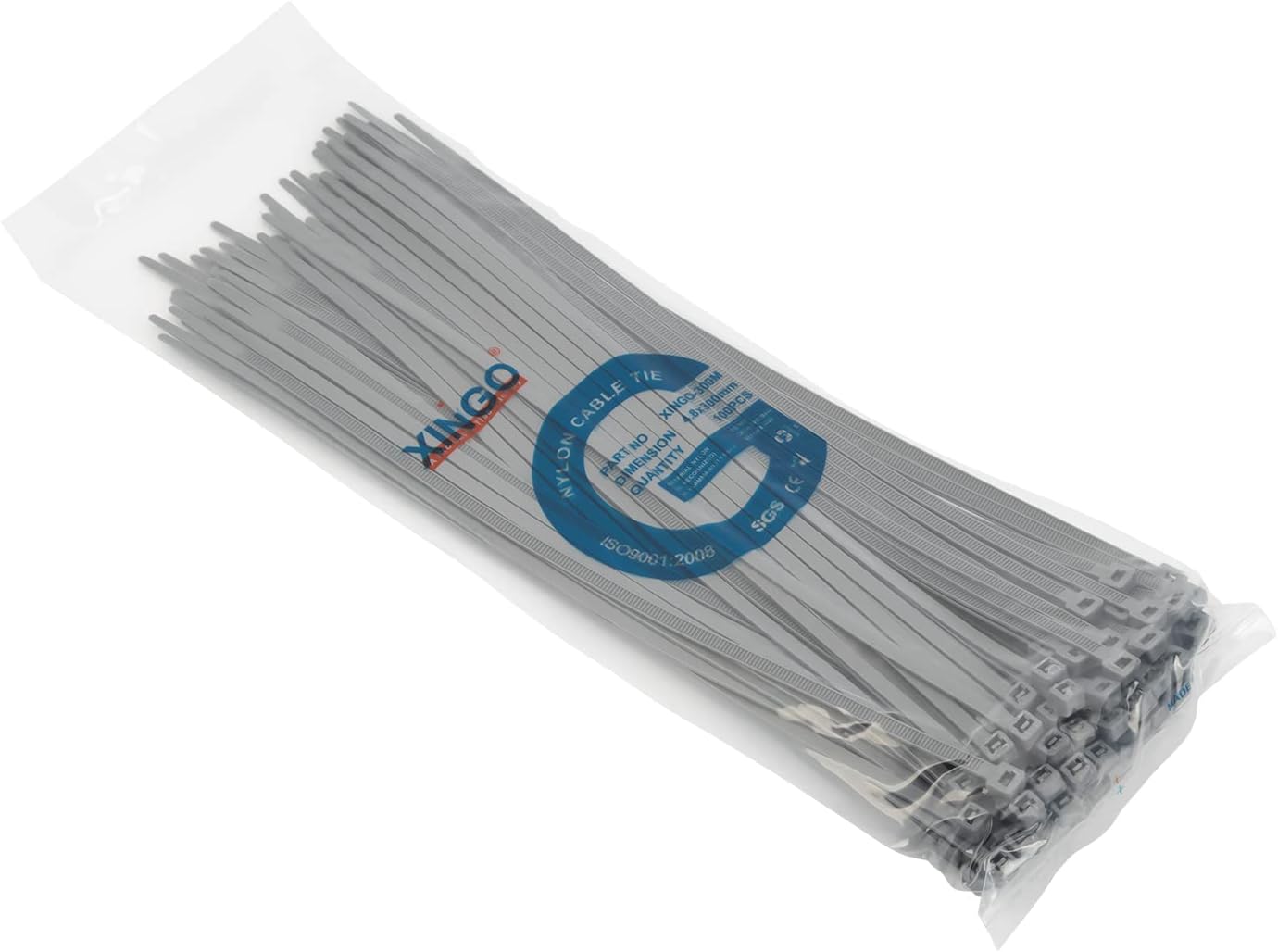 XINGO 100PCS Cable Zip Ties Heavy Duty, Premium Nylon Plastic Wire Ties with 50 Pounds Tensile Strength, Self-Locking Black Nylon Zip Ties for Indoor and Outdoor (12 inch, Silver)-VerdiqueGarden