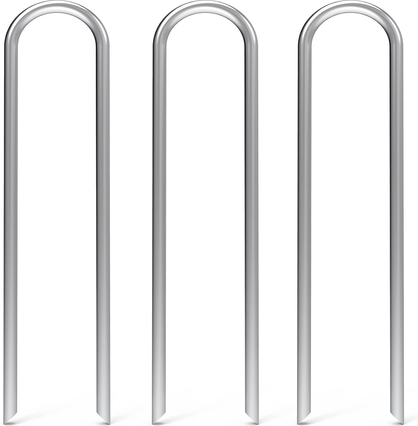 MySit 25 Pack 12 Inch Garden Stakes Heavy Duty 11 Gauge Galvanized Yard Staples U Pegs Fences Drip Irrigation Securing Stakes 1/2-Inch to 1-5/8-Inch Loop Stake for Anchoring Lawn Drippers Soaker Hose-VerdiqueGarden