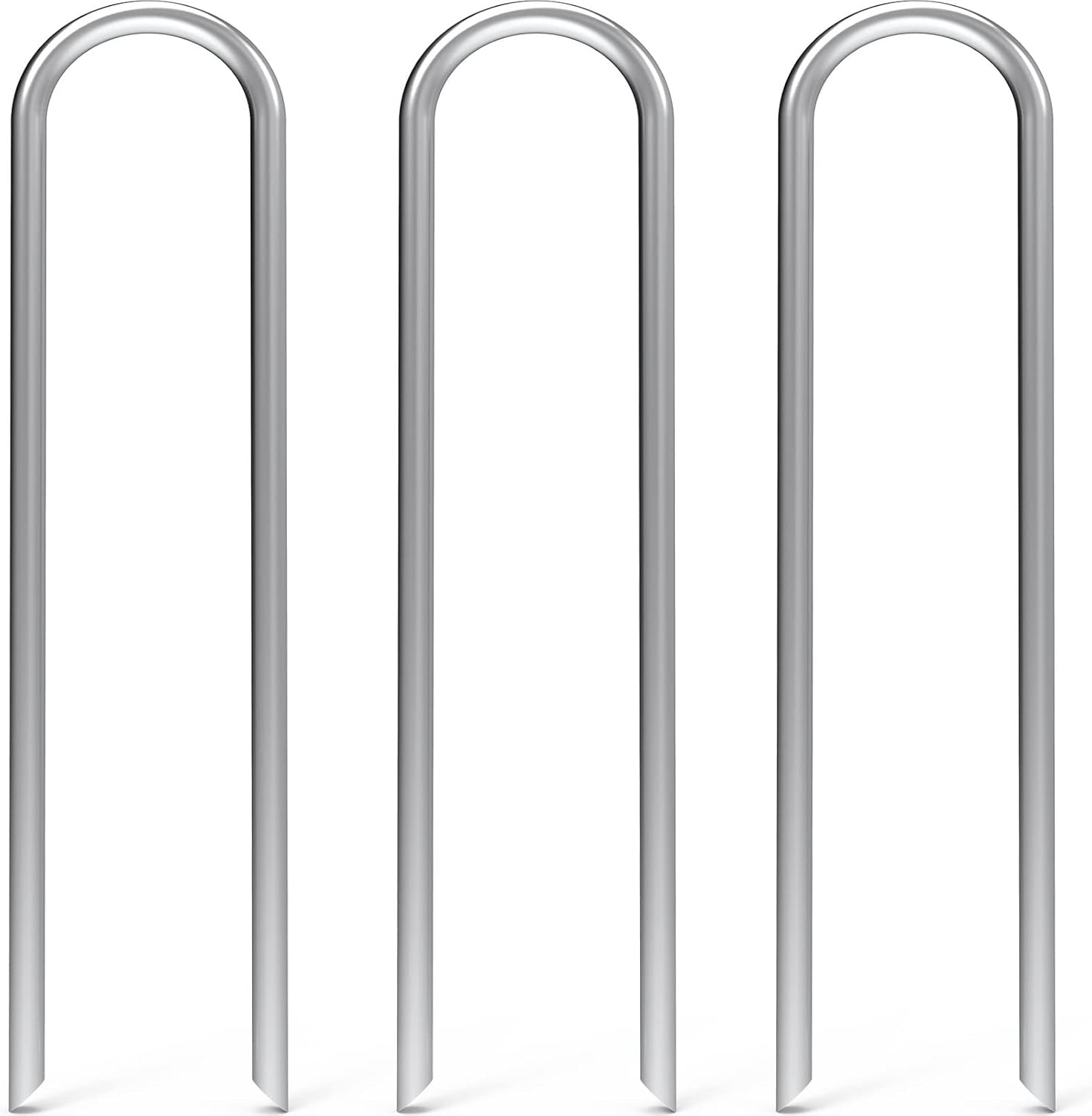MySit 25 Pack 12 Inch Garden Stakes Heavy Duty 11 Gauge Galvanized Yard Staples U Pegs Fences Drip Irrigation Securing Stakes 1/2-Inch to 1-5/8-Inch Loop Stake for Anchoring Lawn Drippers Soaker Hose-VerdiqueGarden