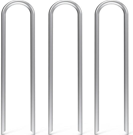 MySit 25 Pack 12 Inch Garden Stakes Heavy Duty 11 Gauge Galvanized Yard Staples U Pegs Fences Drip Irrigation Securing Stakes 1/2-Inch to 1-5/8-Inch Loop Stake for Anchoring Lawn Drippers Soaker Hose-VerdiqueGarden