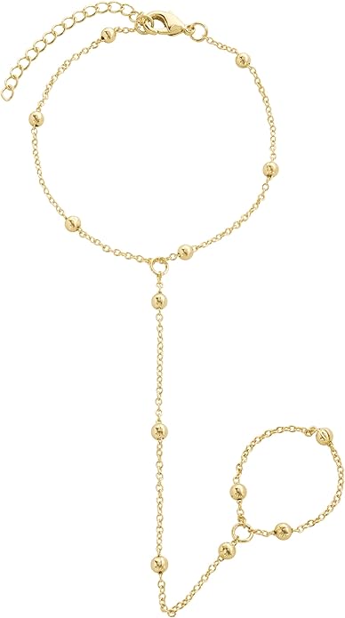 Reoxvo Bracelets Stack Silver Plated Chain Bracelet Set for Women Gold Hand Chain Rings Bracelets Jewelry for Women Trendy