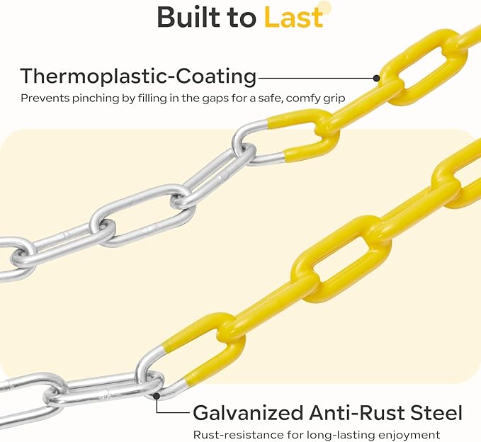 Decorlife 2 Pack Outdoor Swings Seats with 66" Rust-Resistant Heavy Duty Chain, Playground Swing Set Accessories Replacement Anti-Slip Seats, Backyard Swing Support 330lb for Kids or Adults (Green)-VerdiqueGarden