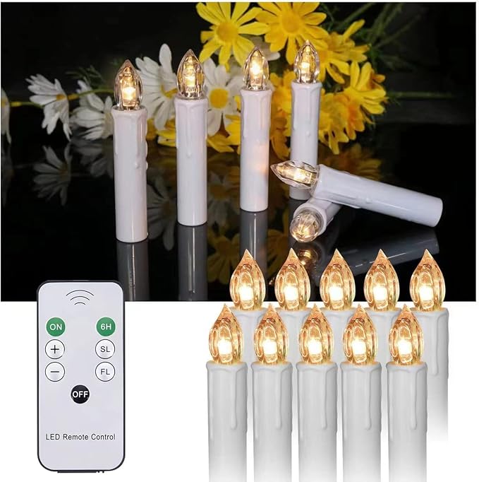20 PCS Flickering Flameless Window Candle LED Christmas Tree Candle Lights Warm White Battery Operated Electric Taper Candles with Remote Perfect Timer for Home Garden Wedding Parties Decor-VerdiqueGarden