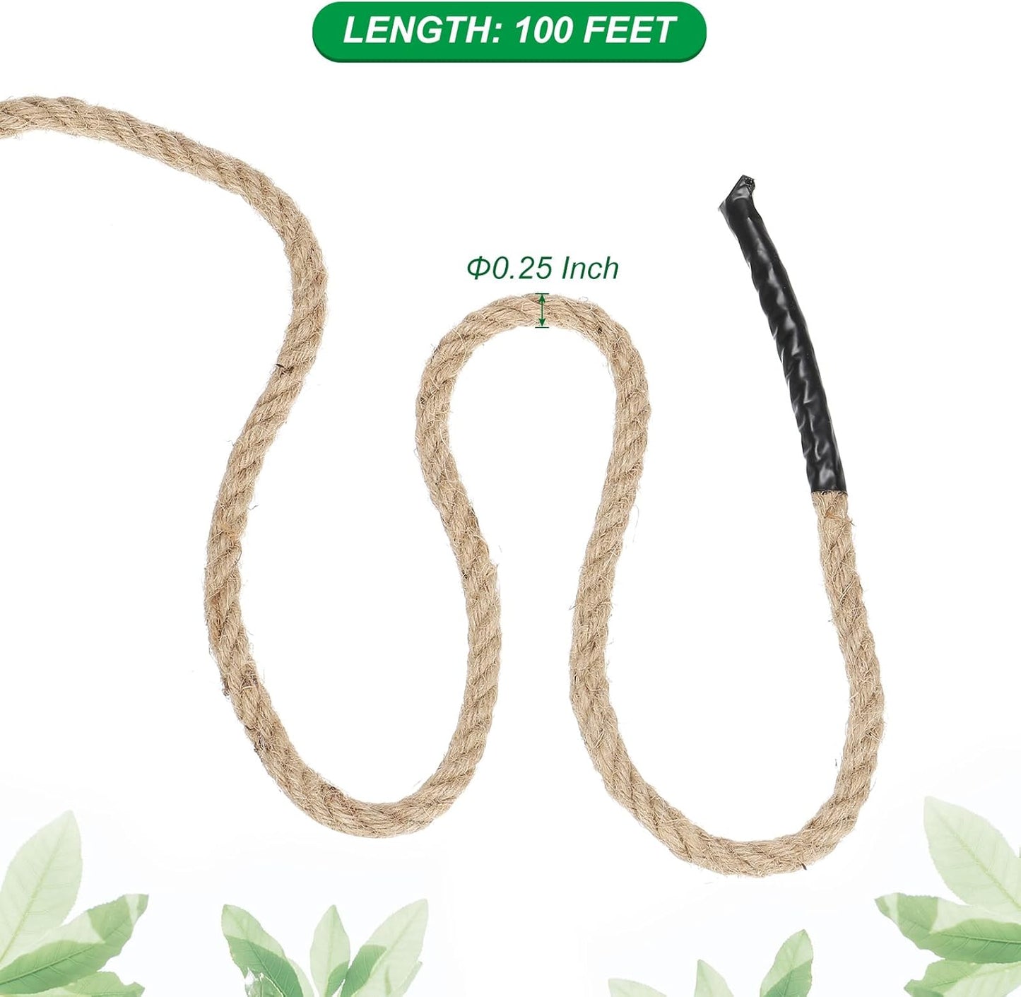 PATIKIL 1/4" x 100 Ft Twisted Manila Rope Jute Rope Natural Thick Jute Rope Twine Burlap Rope for Docks Railings Bundling Craft Tug of War Decorating-VerdiqueGarden