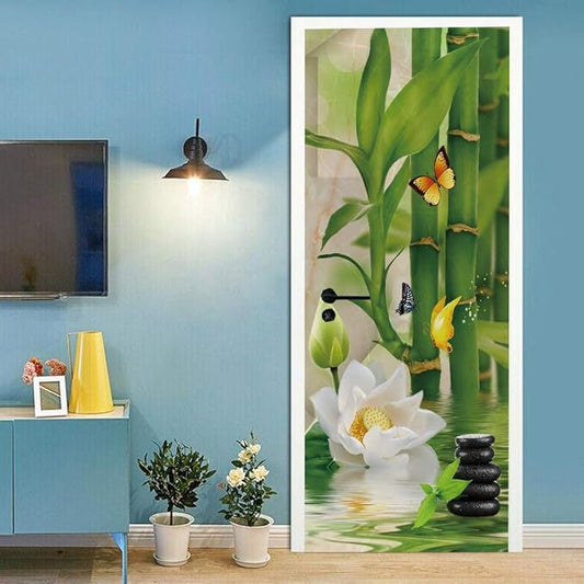 3D Door Stickers Murals Peel and Stick - Bamboo - Wallpaper Self-Adhesive Decals Removable PVC Waterproof Door Poster for Bedroom Living Room 30.3" x 78.7"-VerdiqueGarden