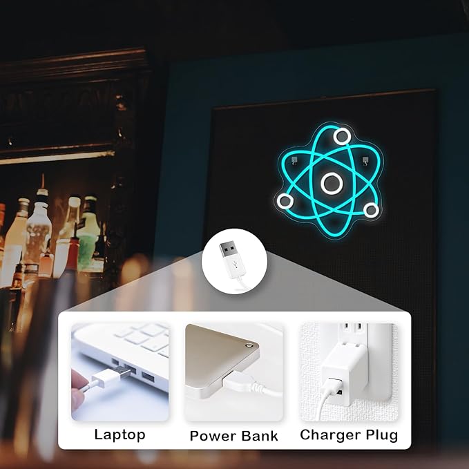 Molecule Neon Sign Blue White Led Neon Lights Neon Bar Signs for Wall Decor USB Light Up Sign Neon Molecular Structure Signs for Boys Room Party Kids Room Birthday-VerdiqueGarden