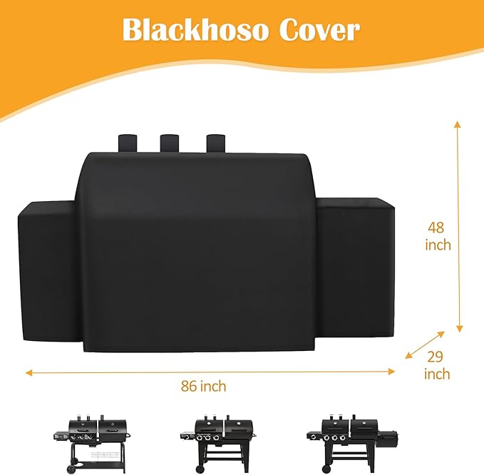 Grill Cover for Char-Griller 3-Burner Dual Fuel Expandable Propane Gas and Charcoal Outdoor Polyester Grill and Smoker Cover, Heavy Duty Waterproof UV Resistant Cover, Outdoor BBQ Accessories-VerdiqueGarden