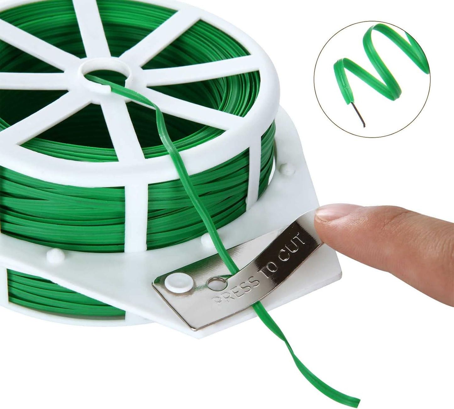 5 Roll 1640Ft (500m) Garden Plant Twist Ties, Green Garden Twist Tie Roll, Plant Wire Ties with Cutter for Gardening, Home, Office, Multi - Function Cable Tie with Plastic Coated Wire-VerdiqueGarden