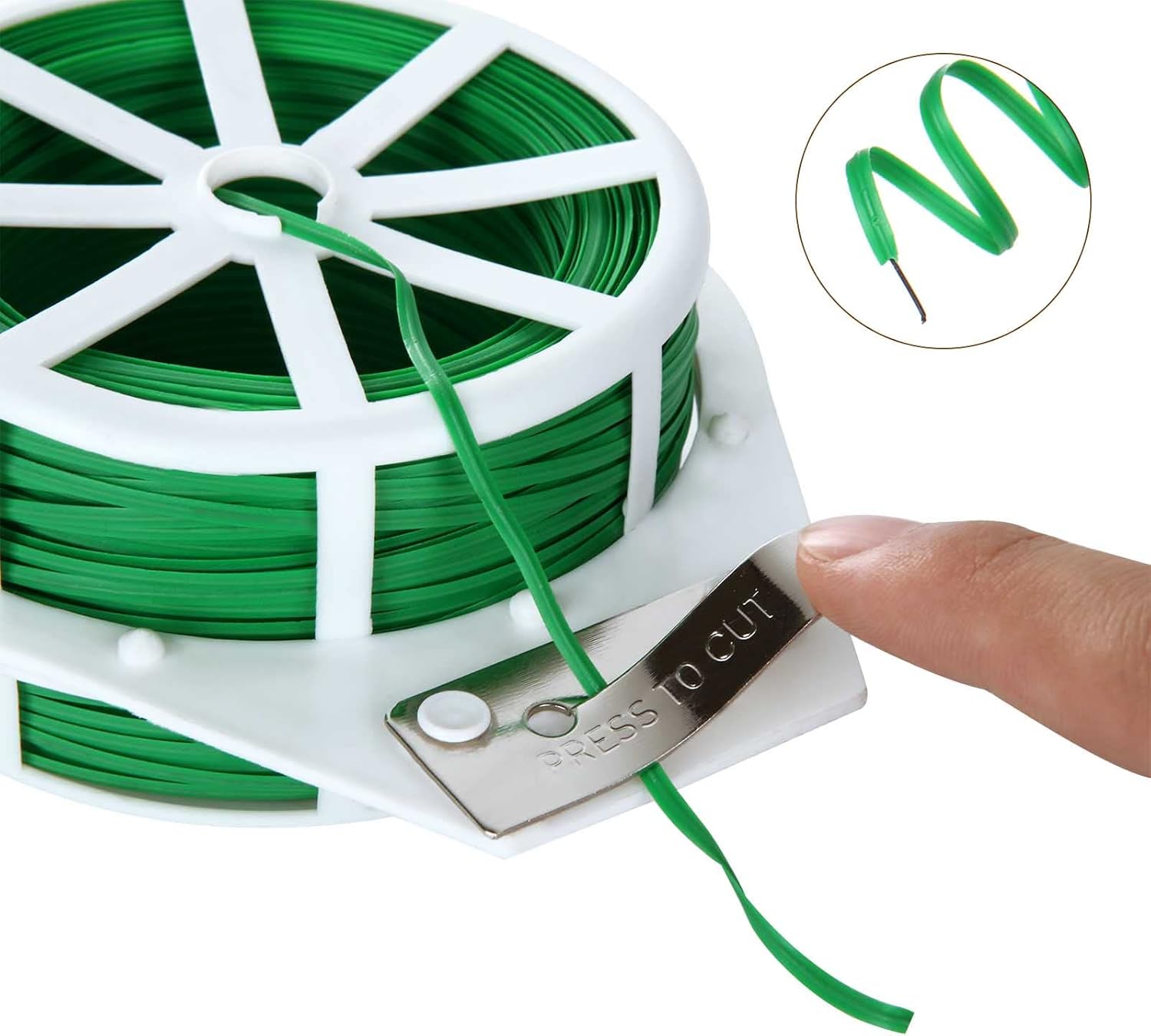 5 Roll 1640Ft (500m) Garden Plant Twist Ties, Green Garden Twist Tie Roll, Plant Wire Ties with Cutter for Gardening, Home, Office, Multi - Function Cable Tie with Plastic Coated Wire-VerdiqueGarden