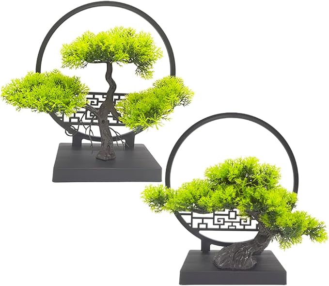 Ryoma Artificial Pine Tree Set Simulated Bonsai Features Ornaments Chinese - Style Desktop Screen Ornament 2 Set-VerdiqueGarden