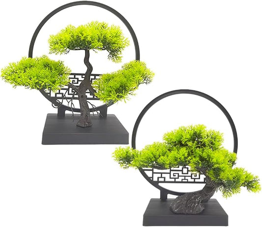 Ryoma Artificial Pine Tree Set Simulated Bonsai Features Ornaments Chinese - Style Desktop Screen Ornament 2 Set-VerdiqueGarden