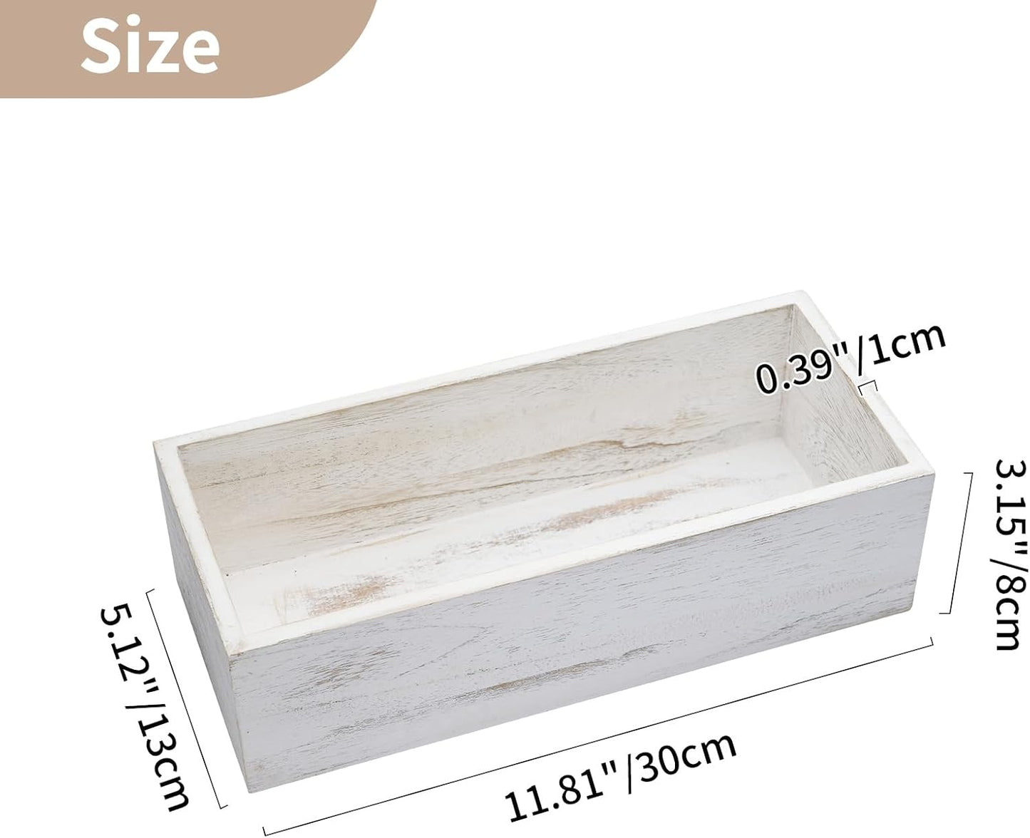 NUPTIO Flower Box Rectangle Centerpieces: 6 Pcs 11.8" Long Wood Vase Boxes Small Rustic Washed White Centerpiece Box for Wedding Tables Fall Decor-VerdiqueGarden