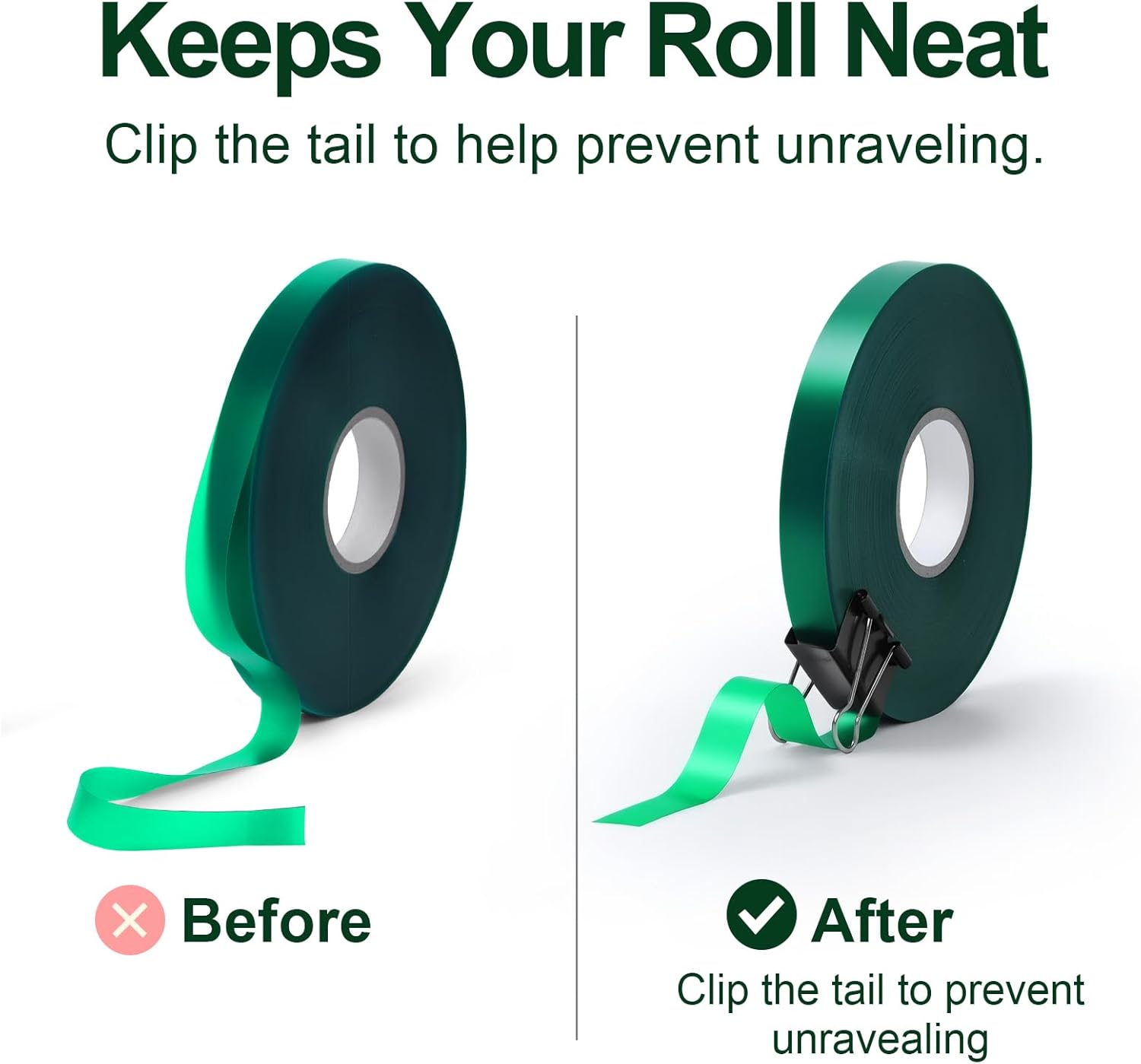 2 Rolls Plant Tie Tape, 0.5 in × 197 ft Each (394 ft Total) – Soft Stretch PVC Garden Ties, Reusable Non-Adhesive, with Binder Clip & Mesh Storage Bag for Tomato, Vine, Flower & Tree Suppor-VerdiqueGarden