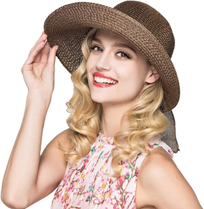 Cyiecw Women Floppy Sun Hats Fashionable Summer Wide Brim Cap BeachStraw Hat UV UPF50 Travel Packable Cotton-VerdiqueGarden