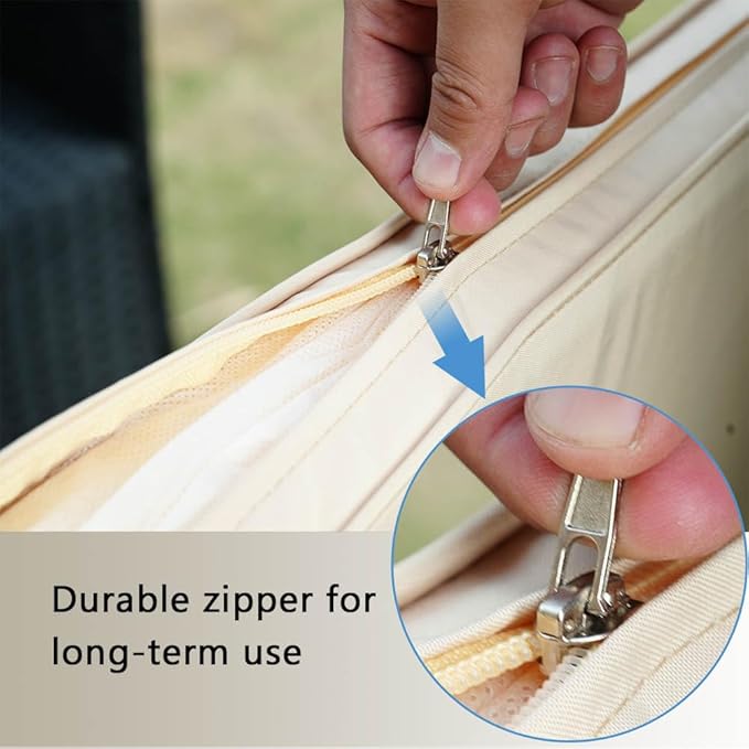 3-Pack Outdoor Patio Furniture Replacement Cushion Set–High-Elastic Sponge Cushions Fit 4-Piece Wicker Rattan Sofa, Loveseat & Chairs, 36x18x2 & 18x18x2, Waterproof, Fade-Resistant (Khaki)-VerdiqueGarden