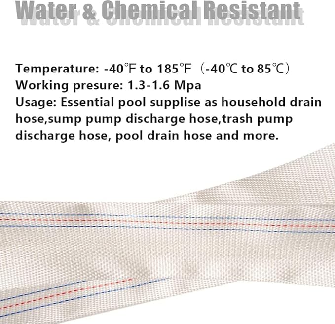 1" 30M-98FT Lay-Flat Hose Water Pool Cleaning Belt Discharge Pump Hose With Aluminum Clamps Fittings Fire Hose Length Connection Pump Hose for House,Garden,Irrigation, Water pumping hose Firehose-VerdiqueGarden