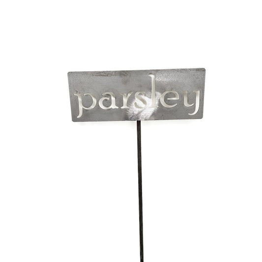 Classic Metal Garden Markers 19 Inches Tall (parsley, Raw, Unfinished Steel (will rust with time))-VerdiqueGarden
