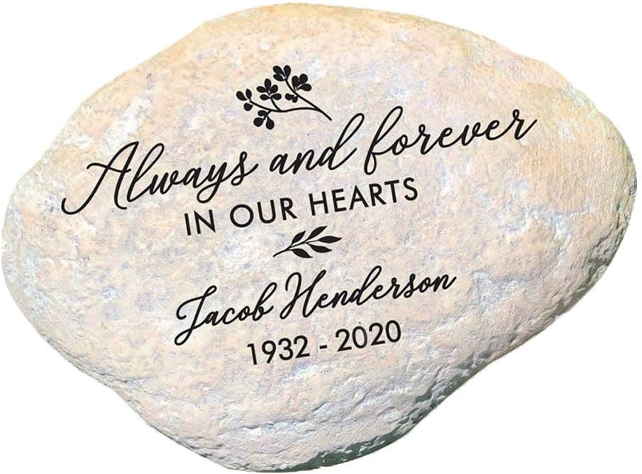 GiftsForYouNow Engraved Always and Forever in Our Hearts Memorial Garden Stone, 11.5" by 8.25"-VerdiqueGarden