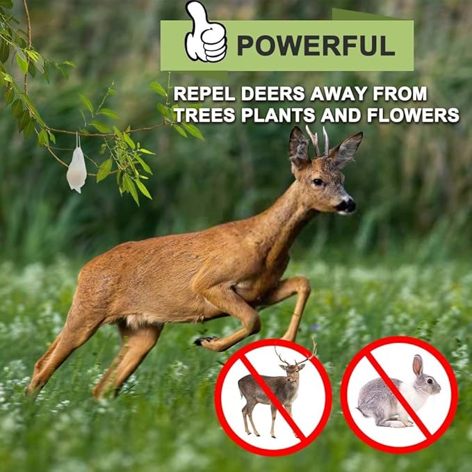 Deer Repellent, Rabbit Repellent Outdoor, Deer Deterrent for Plants, Keep Rabbits Out of Backyard, Deer and Rabbit Repellant, Deer Repellant Balls for Flowers Shrubs & Trees-8 Packs-VerdiqueGarden