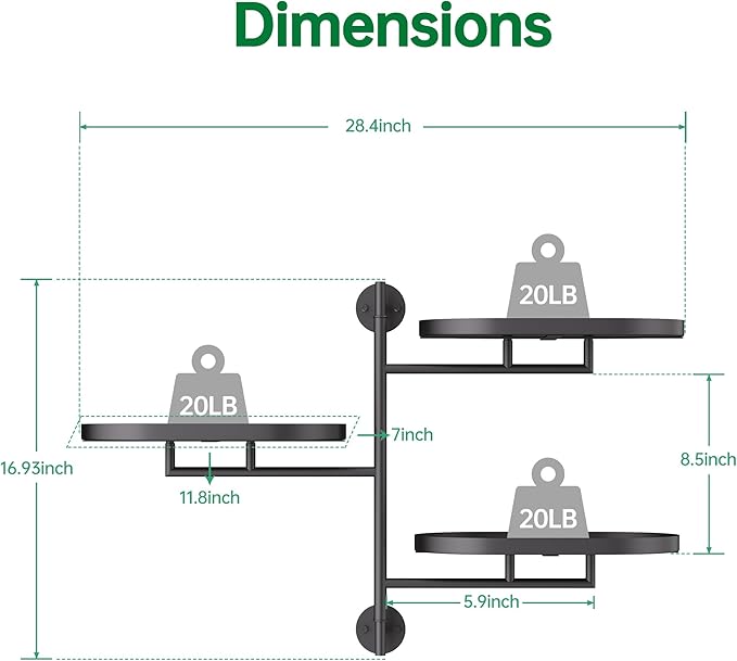 Rotating Window Plant Shelves for Multiple Plants Indoors,3-tier Metal Corner black Plant Stand Holder Floating Plant Shelf for Wall，Windows Sill Gifts for Plant Lovers to Enhance Home Decor-VerdiqueGarden