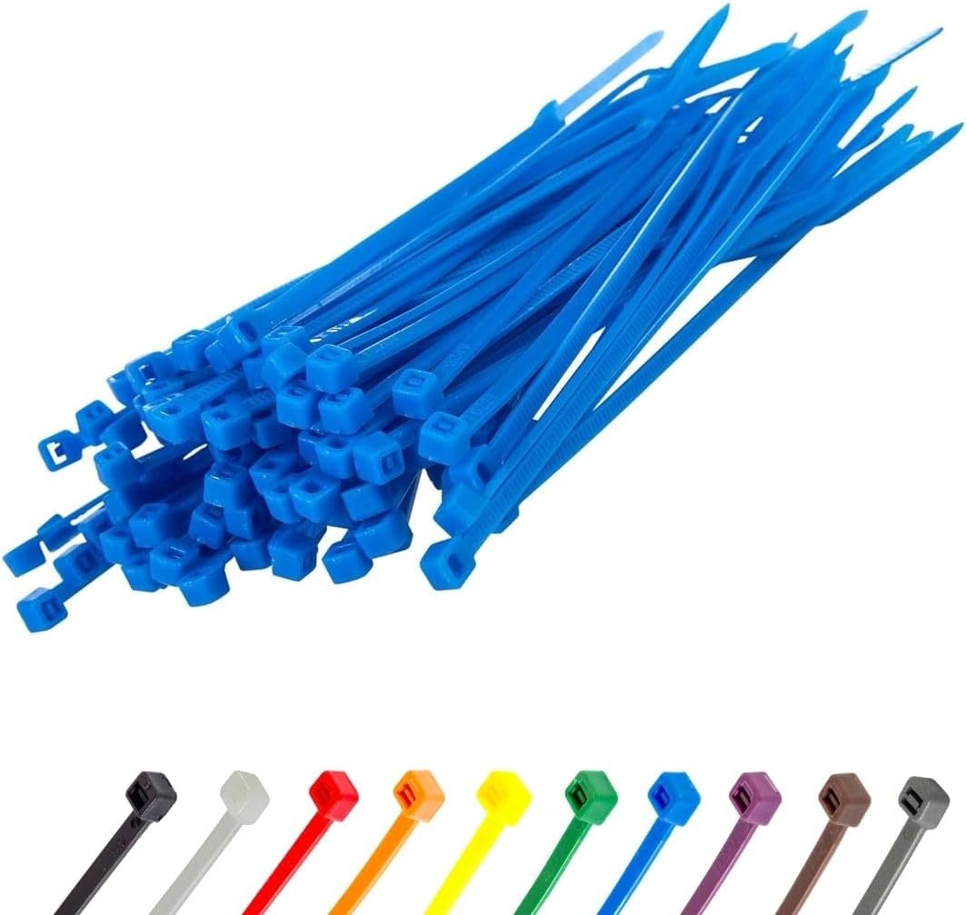 GTSE 6 Inch Blue Zip Ties, 100 Pack, 40lb Strength, UV Resistant Strong Nylon Cable Ties, Self-Locking 6" Tie Wraps-VerdiqueGarden