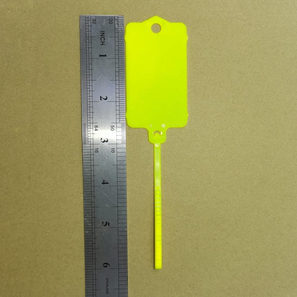 100pcs Reusable Blank Plastic Tags Ties Key Tags 1.45"*2.48" Serrated Tension Sealing Strap with Large Label Plastic Tie Mark Label Waterproof Hang Sign Write on Tag (Yellow, 100pcs)-VerdiqueGarden